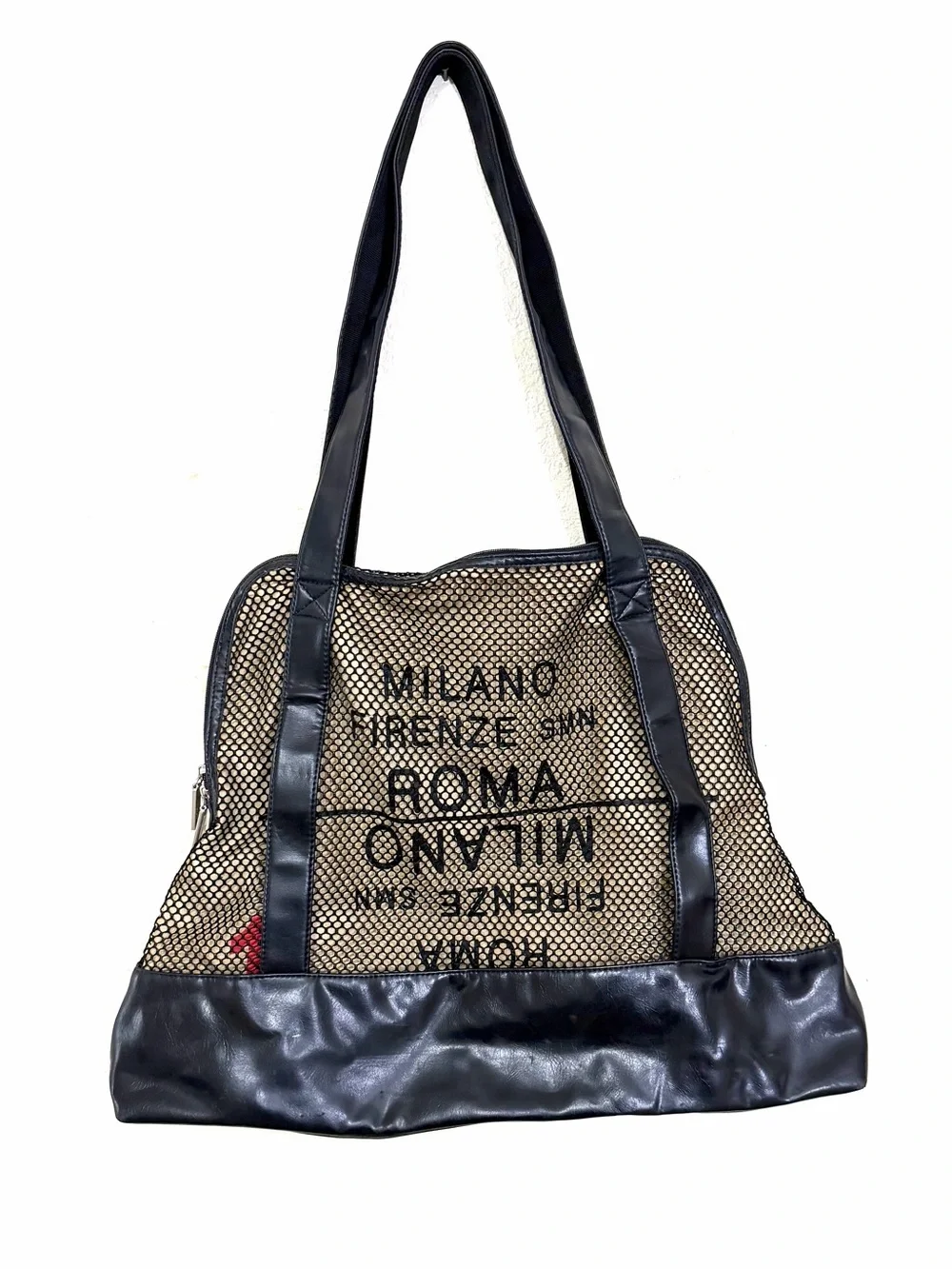 Hobo International Black Mesh Shoulder Bag Wanderlust Boho Travel Rome Milan